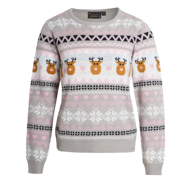 Brave Soul - Jersey Pom Pom Navidad para Mujer (Gris)