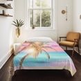 thumbnail image 4 of Coastal Tapestry for Bedroom Wall Hanging Tapestry, Ocean Palm Tree Summer Beach Purple Blue Ceiling Backdrop Tapestries Poster Blanket Wall Decor for Teens Room Living Room Dorm 39" x 59", 4 of 8
