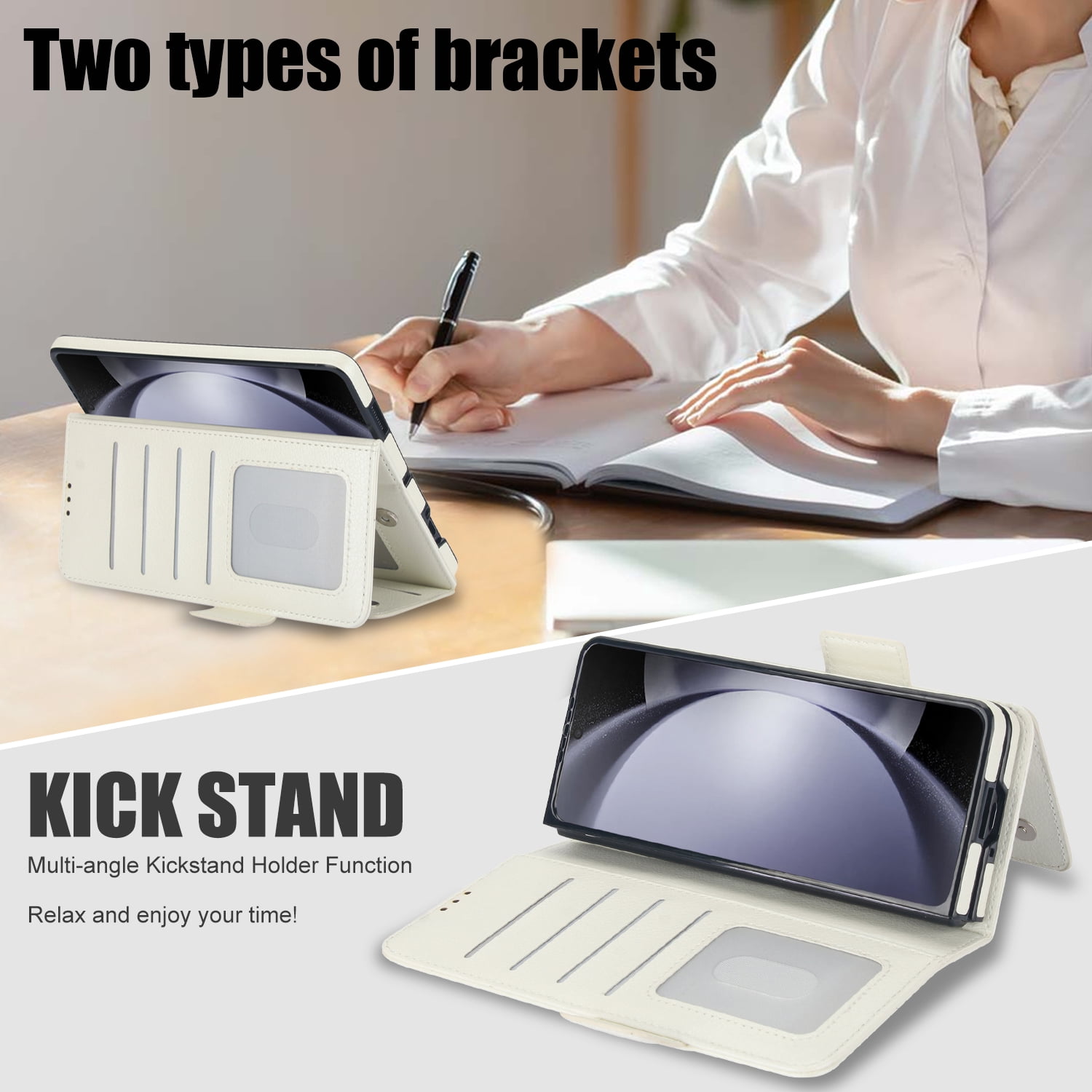 Wallet Case for Samsung Galaxy Z Fold 7 with S-Pen Holder and Credit Card Slots, Premium PU Leather RFID Blocking Magnetic Closure Flip Phone Case Cover for Samsung Galaxy Z Fold 7, White