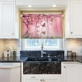 thumbnail image 5 of FREEAMG 24 Inch Length Kitchen Curtains Butterflies Pink Tree 2 Panels Half Window Sheer Curtains Rod Pocket Farmhouse Short Drapes for Bathroom Cafe Basement, 5 of 7