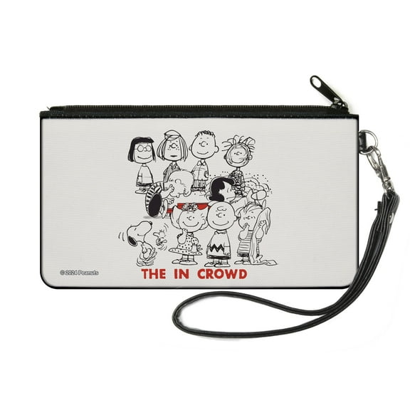 Peanuts Wallet, Zip Pouch, Peanuts Gang the In Crowd Group Pose White Black Red, Canvas