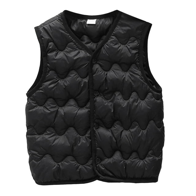 FhsagQ Snowsuit Girls Snowsuits Size 6-7 Spring Kids Boys Girls Autumn Winter Solid Color Rounded Neck Coat Warm and Windproof Vest Jacket Girls Snowsuits Size 6-7 Spring Black 1-2 Years