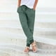 thumbnail image 2 of Gibobby pantalones para mujer Pantalones de mujer Algodón Lino Cordón trasero Cintura elástica Pantalones Pantalones casuales con bolsillos (Azul marino, XL), 2 of 5