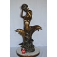 thumbnail image 2 of Mermaid with Two Dolphins Bronze Statue Fountain - Size: 26"L x 22"W x 43"H., 2 of 11