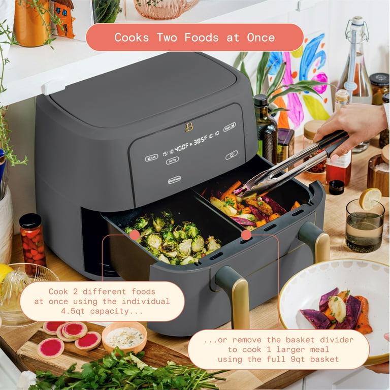  Beautiful 9QT TriZone Air Fryer, by Drew Barrymore (Black  Sesame) : Home & Kitchen