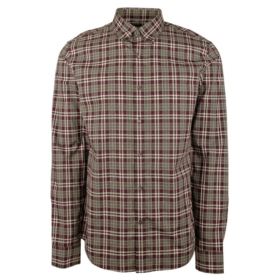 Men's Slim Fit Plaid Print Long Sleeves Shirt-C-XX-Large