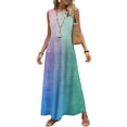 thumbnail image 4 of Women's Boho Maxi Sundress 2026 Summer Beach Dress Tie Dye Scoop Neck Sleeveless Loose Tank Dress, 4 of 7
