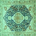 thumbnail image 1 of Ahgly Company Indoor Square Medallion Turquoise Blue Traditional Area Rugs, 5' Square, 1 of 4