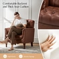 thumbnail image 5 of Midcentury Genuine Leather Armchair Upholstered Lounge Chair Tufted 2 Pieces Brown, 5 of 9