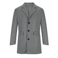 thumbnail image 4 of Men Trench Coat Winter Long Peacoat Business Casual Solid Turndown Winter Warm Button Classic Dressy Long Coat Gray XXL, 4 of 6