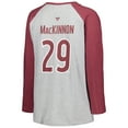 thumbnail image 3 of Women's Fanatics Nathan MacKinnon Heather Gray/Heather Burgundy Colorado Avalanche Plus Size Name & Number Raglan Long, 3 of 3