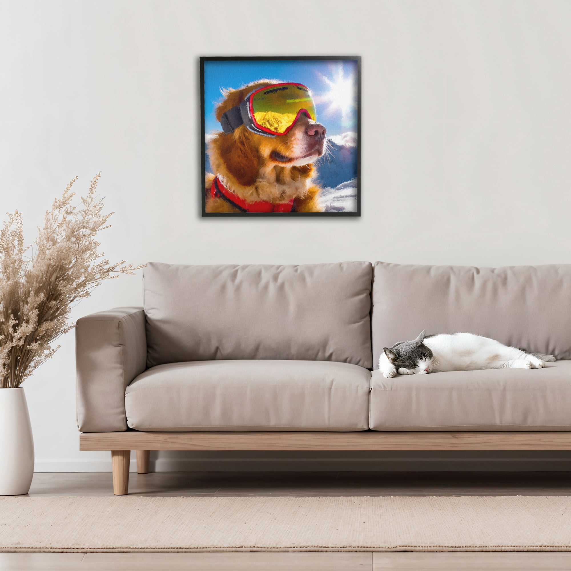 Stupell Industries Ski Goggles Retriever Black Framed Giclee Art, design by Sean Parnell