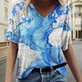 thumbnail image 1 of Fiudx Ofertas Flash Del Día Solo En Línea Moda Mujer Causal V-Cuello Impresión Blusa Manga Corta Camiseta Verano Tops, 1 of 5