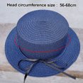 thumbnail image 2 of 56-58 cm circunferencia del sombrero sombrero de paja para mujer lazo de cinta sombrero para el sol sombrero de copa plano al aire libre sombrero para el sol con protección solar, 2 of 5