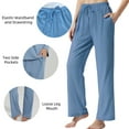 thumbnail image 5 of LANBAOSI Womens Pajamas Pants with Pockets Ribbed Knit Comfy Stretch Loose Lounge Casual Pants Blue,Size S, 5 of 7