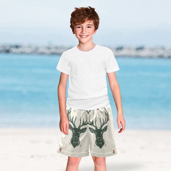 Christmas Deers Boys Swim Trunks Boardshorts Swimsuit Quick Dry Board Shorts Bathing Suit 2-12T