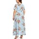 thumbnail image 2 of Vestido largo de una pieza con estampado de manga corta y talla grande para mujer, XL ER, 2 of 5