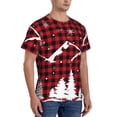 thumbnail image 2 of Bixox Men's Christmas Tree Buffalo Plaid Printed Short Sleeve Skinny Athletic T-Shirt, 2 of 6