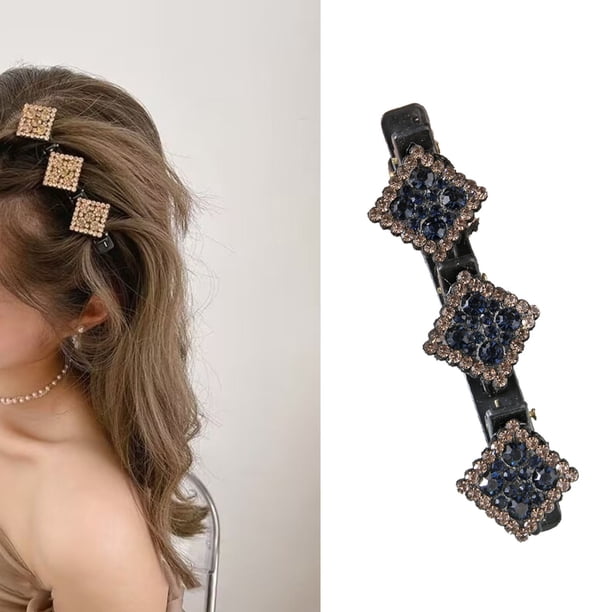 Puntoco pinza para el cabello con piedras de cristal brillantes, pinzas para el cabello trenzadas con diamantes de imitación para mujeres y niñas, pinzas para el cabello con diamantes de imitación