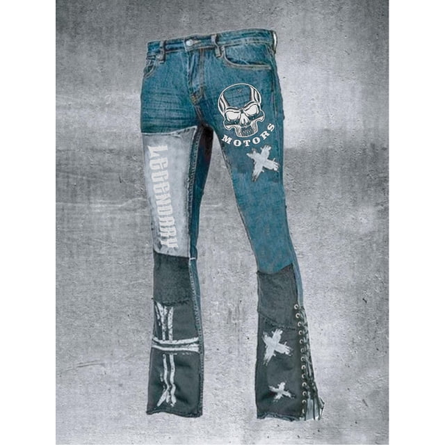 Vente de Liquidation Jeans Punk Rock Imprimé