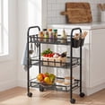 thumbnail image 6 of Yucurem 3 Tier Rolling Cart with Wheels, Metal Utility Cart with Lockable Wheels, Laundry Room Organization for Bathroom, Kitchen, Snack, Black, 6 of 8