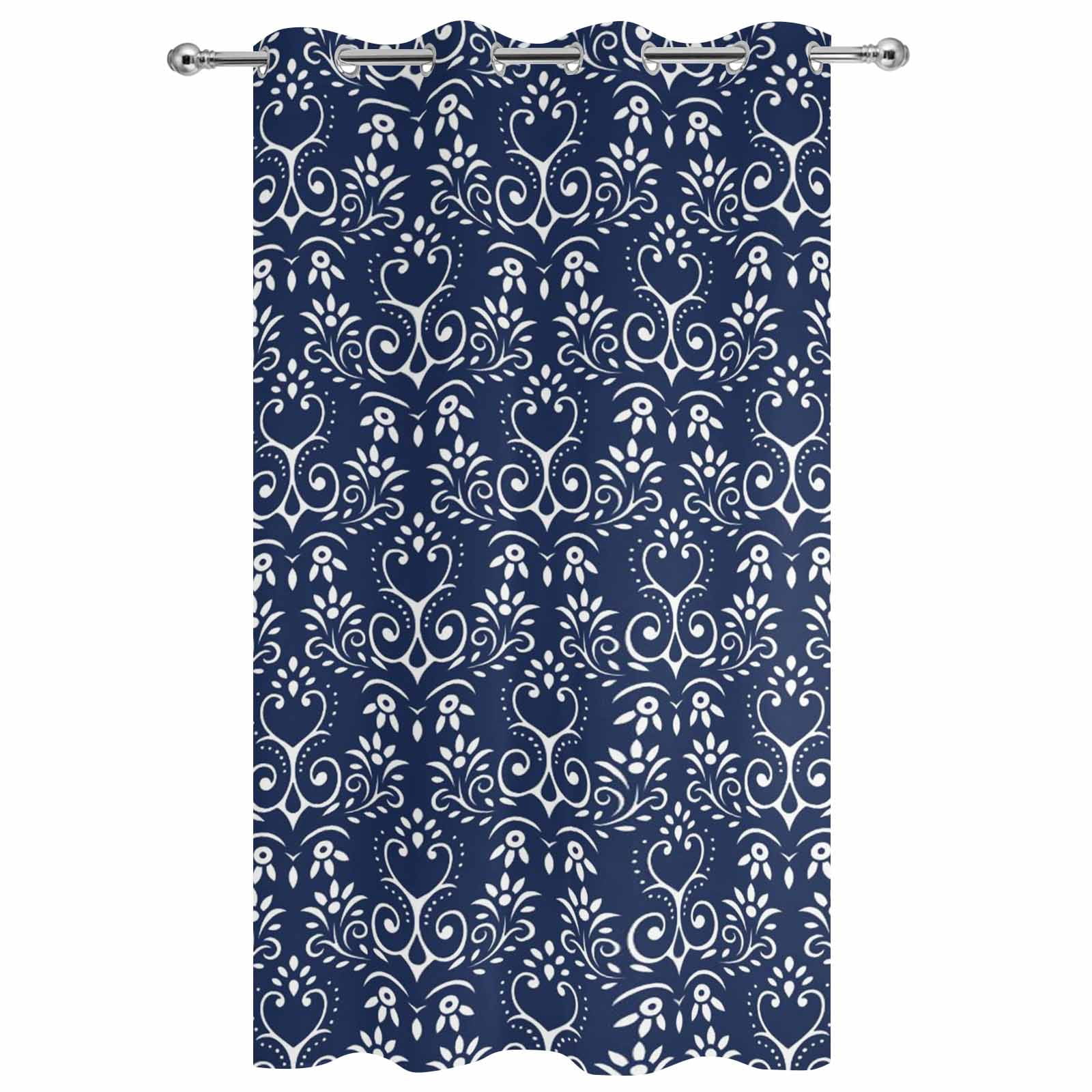 Outdoor Curtains for Patio Waterproof, Navy Blue Spring Floral Windproof Pravicy Outside Porch Blackout Curtain, Modern Abstract Art Farmhouse Sun Blocking Grommets Curtains for Cabana 54"x108"
