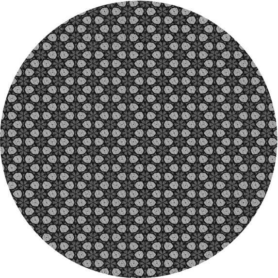 Ahgly Company Machine Washable Indoor Round Transitional Charcoal Black Area Rugs, 6' Round