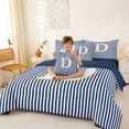 thumbnail image 3 of Erosebridal Initial D Letter Kid Bedding Comforter Set 7pcs, Abstract Stripe King Bedding Sets, 3 of 7