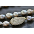 thumbnail image 4 of K-KED 2 Rows Natural Lavender 9-11mm Edison Keshi Pearl Necklace CZ Pave Connector, 4 of 4