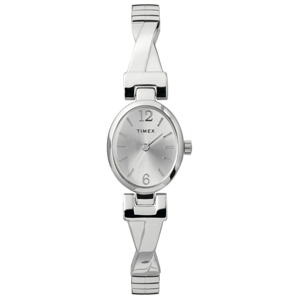 Timex - Timex Women's Fashion Stretch Bangle 21mm Silver-Tone Watch ...
