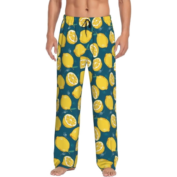 Fotbe Lemon Pantalones de Pijama para Hombre, Pantalones de Dormir, Pantalones de Casa con Cintura Ajustable y Bolsillos-Medium