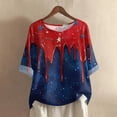thumbnail image 2 of Women's 250th Anniversary USA Shirt Mid Sleeve Independence Day Top 4th of July Shirts America 250 Merchandise Loose Star Print Tee, 2 of 5