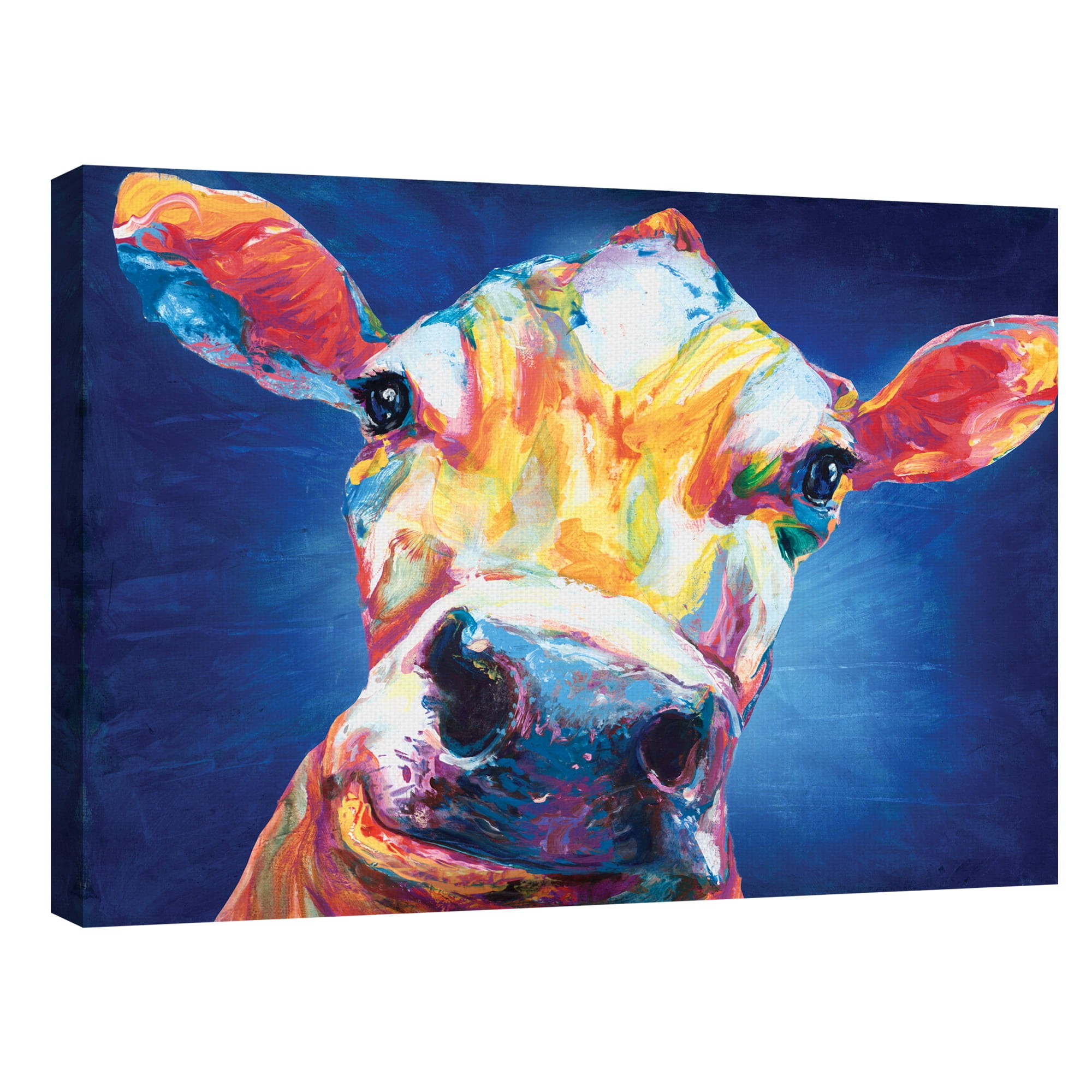 Smiley Cow Blue by Willowbrook Fine Art Canvas Art Print