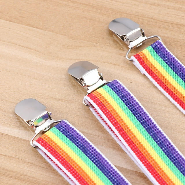 HEANUJJ Bretelles Réglables Nœud Papillon avec Clips pour Enfants Garçons Filles en Polyester Multicolore Rayé Rétro 0.5 Pouce de Large