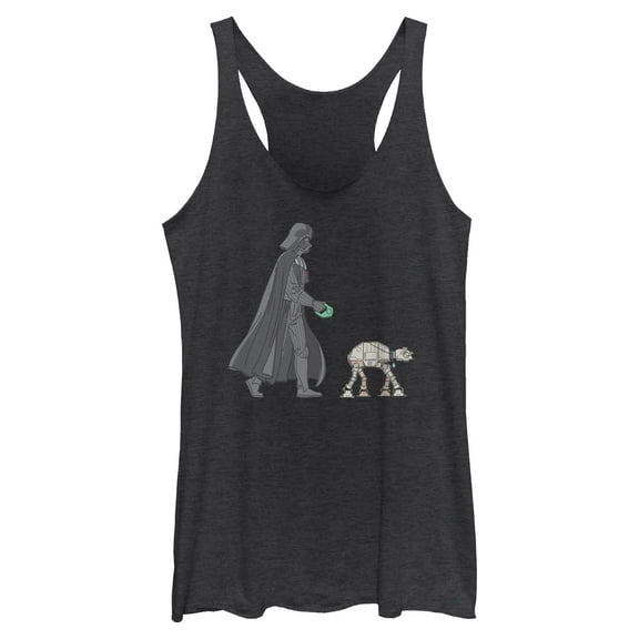 Womens Star Wars Darth Vader AT-AT Walking the Dog Racerback Tank