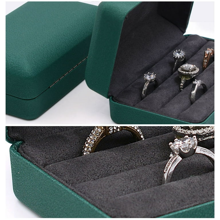Grofry Compact Stylish Ring Storage Box ,Travel Jewelry case,Small jewelry  Organizer Box,Multiple Grids Soft Inner Portable Small jewellery Organizer  Box Tray 