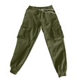 thumbnail image 3 of Godokuleh Men's Baggy Cargo Pants Drawstring Elastic Waist Flap Pocket Street Jogger Cargo Pants Army Green 3XL, 3 of 4