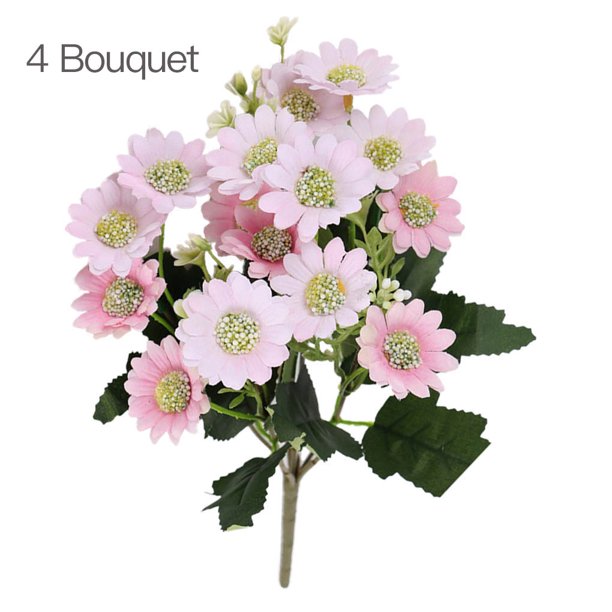 Ramo de novia artificial hogar sala de estar mesa decoración floral boda tela de seda ramo de flores falsas, rosa 4 Piezas Sweethay HA6622-04B*4