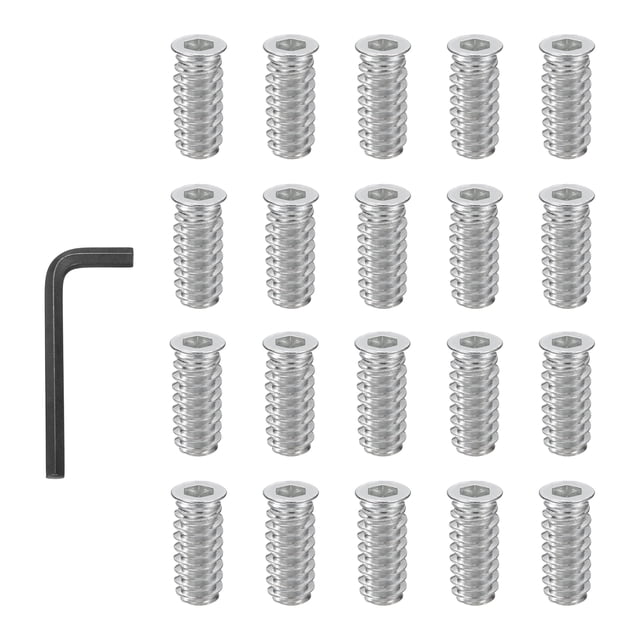 Uxcell 20Pcs Threaded Inserts Nuts M6x25mm Hex Socket Threaded Inserts White