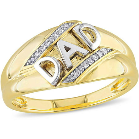 Miabella Men's Diamond-Accent 10kt Yellow and White Gold Dad Ring