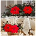 thumbnail image 5 of M2Cbridge Flores Artificiales De Navidad De Terciopelo Rojo Poinsettia Floral Picks Para Adornos De Árbol De Corona De Navidad (6 Piezas De Flor Doble Roja), 5 of 5