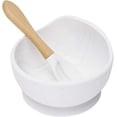 thumbnail image 1 of Cuenco para bebé con cuchara, silicona no tóxica para niños pequeños, ecológico, fácil de limpiar, mejor succión para alimentación independiente, gran capacidad (mármol, 1 pieza), 1 of 5