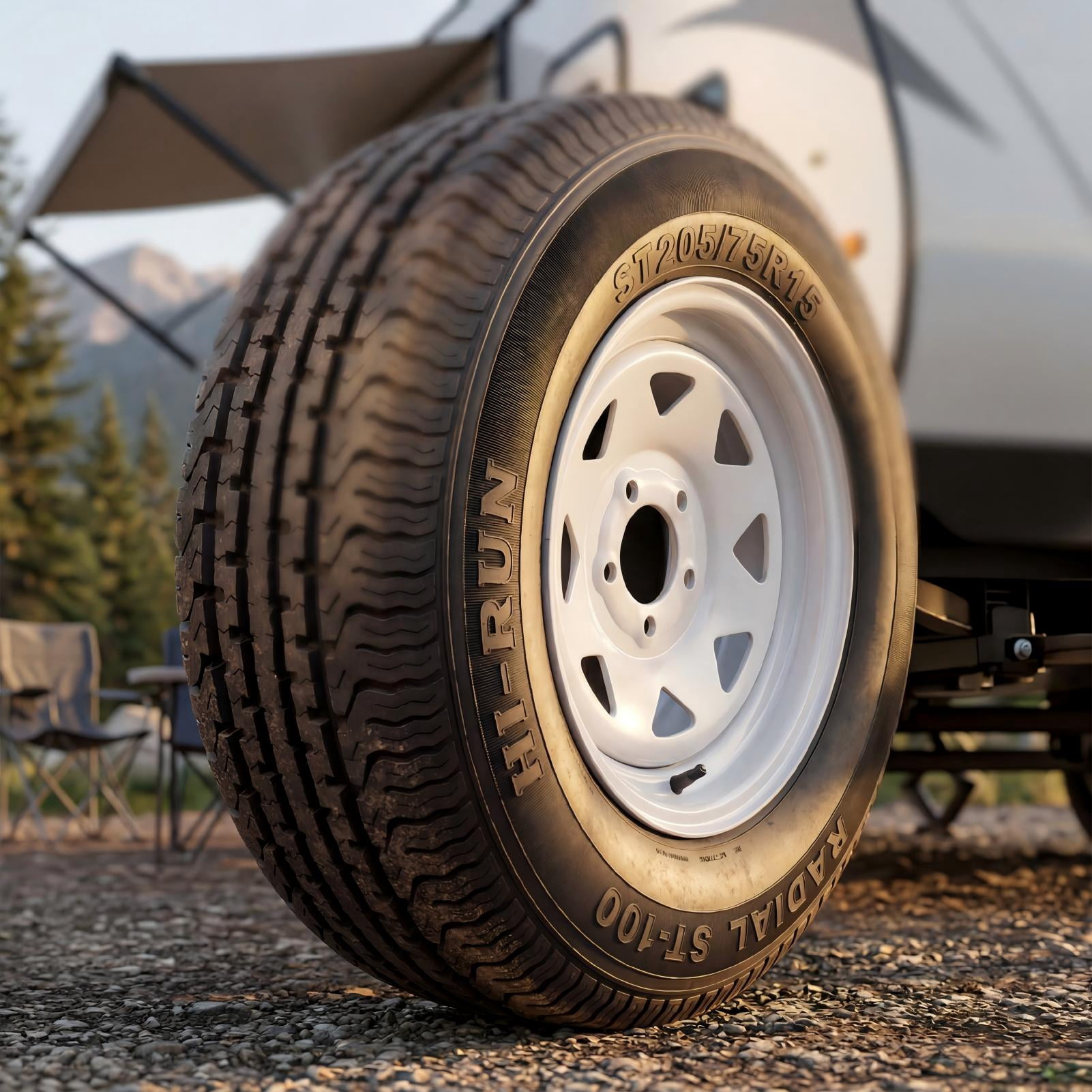 Hi-Run 2 Set ST100 ST205/75R15 8PR 107M Trailer Tire & 15X5 5 Lugs on 4.5" PCD  Wheel Assembly, 0 Offset, Fits 205/75/15, 205 75 15