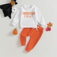 thumbnail image 2 of Okbabeha Toddler Baby Boys Halloween Outfit Long Sleeve Pumpkin Crewneck Sweatshirt Tops Jogger Pants Set Fall Clothes, 2 of 7