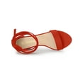 thumbnail image 4 of BLISSFUL STEP Women's Lace Up and Ankle Strap Block Heel Sandals Orange Red 11, 4 of 7