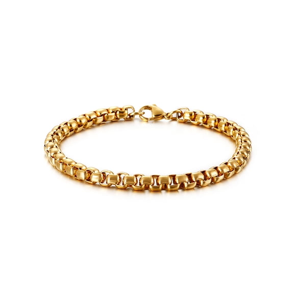 POP Bracelet 18K Gold Plated Stainless Steel Jewelry Fashion 4mm Diameter 8" Length ROLO Chain