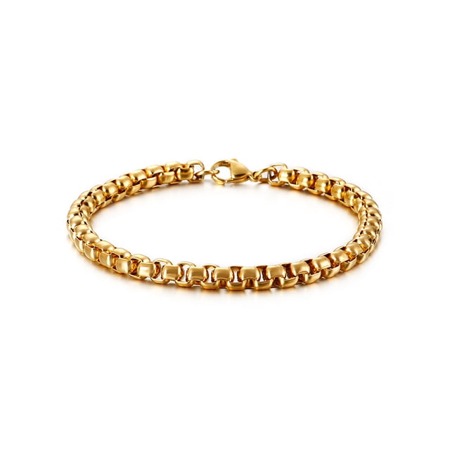 POP Bracelet 18K Gold Plated Stainless Steel Jewelry Fashion 4mm Diameter 8" Length ROLO Chain