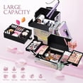thumbnail image 3 of Rolling Makeup Train Case Yueieoun 3 en 1 con ruedas, color rosa, 3 of 7