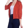 thumbnail image 2 of Cielo 1985 Women's Open Bolero Cardigan Sweater - cropped 3/4 sleeves lightweight - By The Simply Fashion rust L, 2 of 6