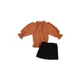 thumbnail image 7 of Toddler Baby Girls Cute Skirt Outfit Long Sleeve Ruffle Shirts TopsBlack Mini Skirts Fall Clothes, 7 of 7
